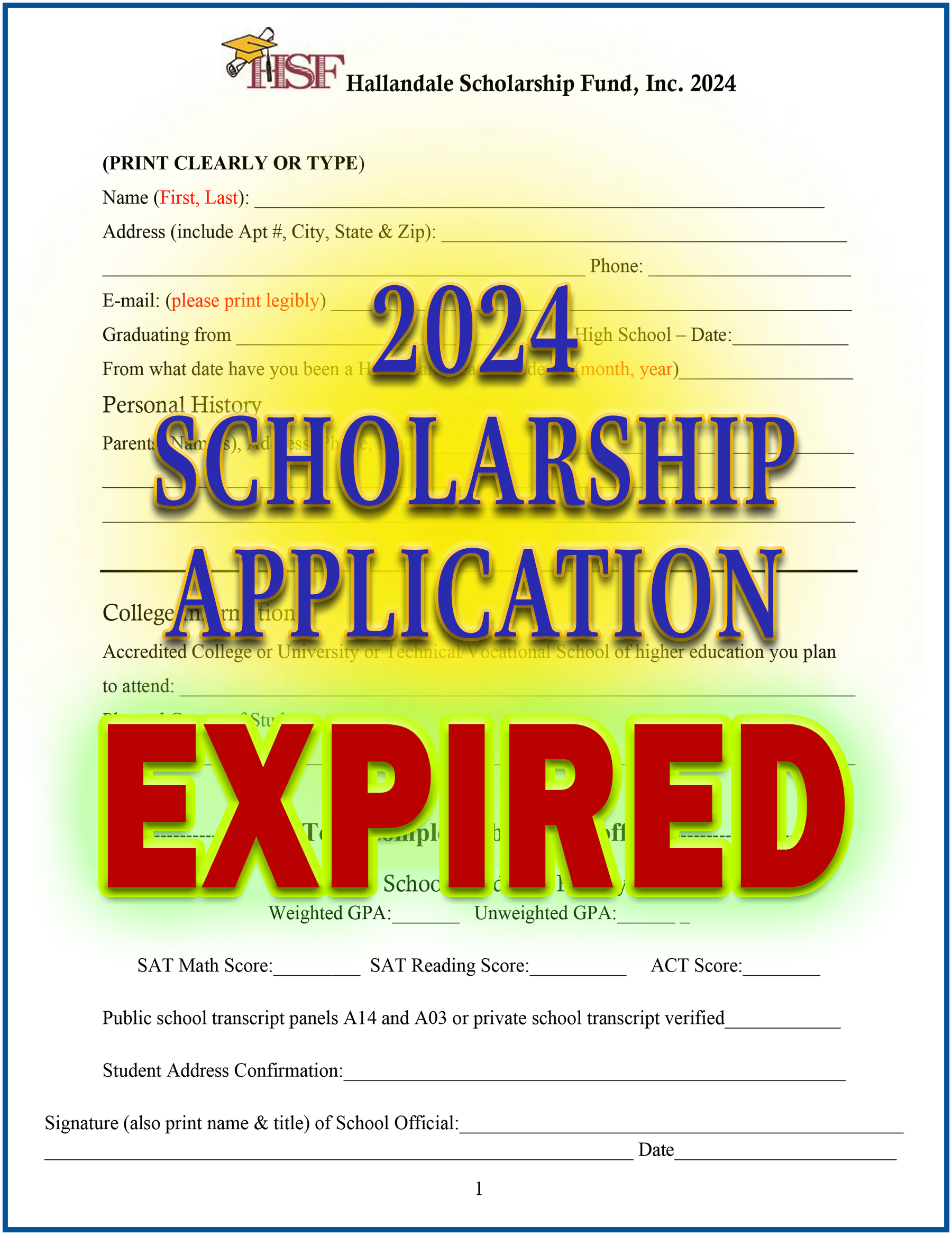 2024 EXPIRED Hallandale Scholarship Application